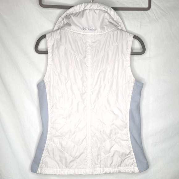 Columbia Vest Icy Blue Fleece Ivory Lightweight Full-Zip Side Pockets Medium 💙 - Picture 2 of 6
